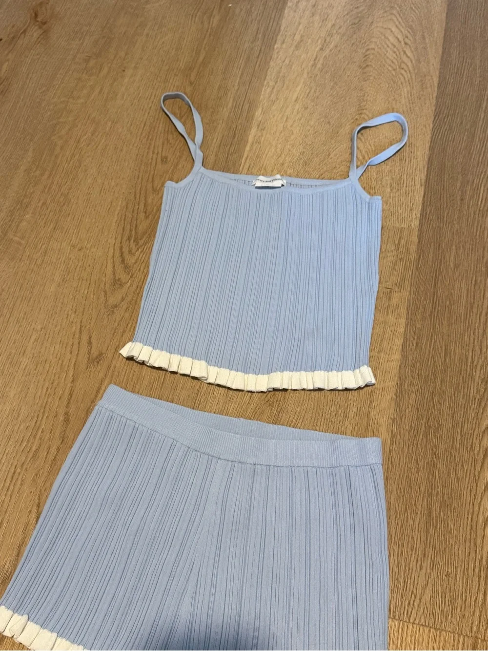 Lovers and friends Marna Rib Tank  and shorts in Light Blue